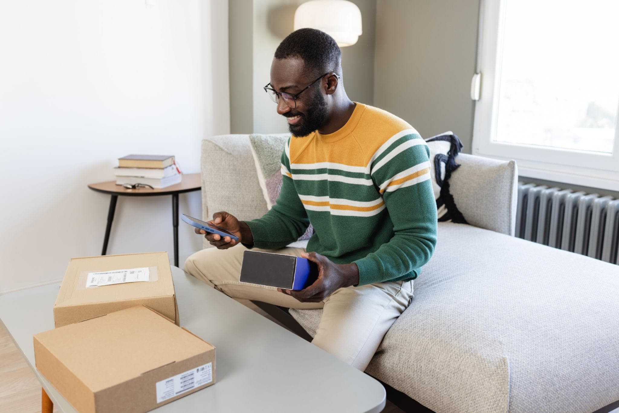 A customer reviewing a completed delivery